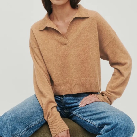 Reformation Sweaters - Reformation cashmere cropped polo sweater